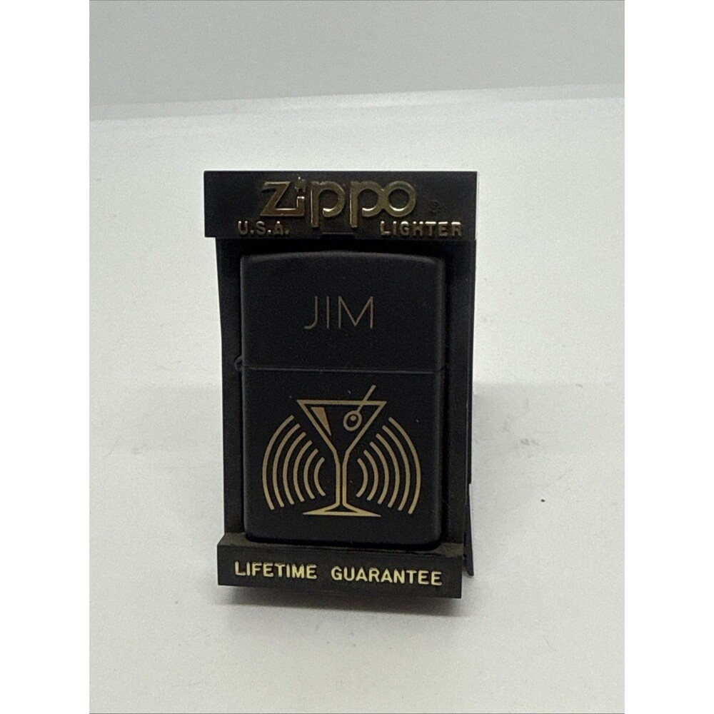 Zippo Lighter With Martini Glass And Initials JIM NEW IN BOX 1999